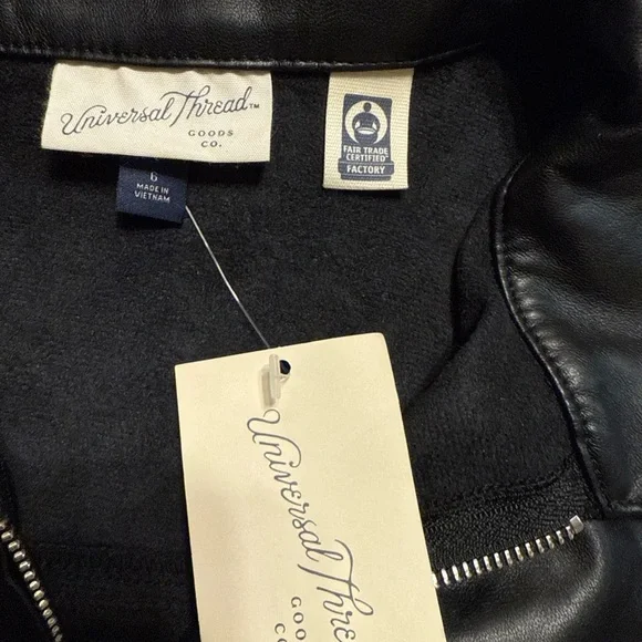Universal Thread Black Faux Leather Utility Dress Size 6 - Picture 4 of 4